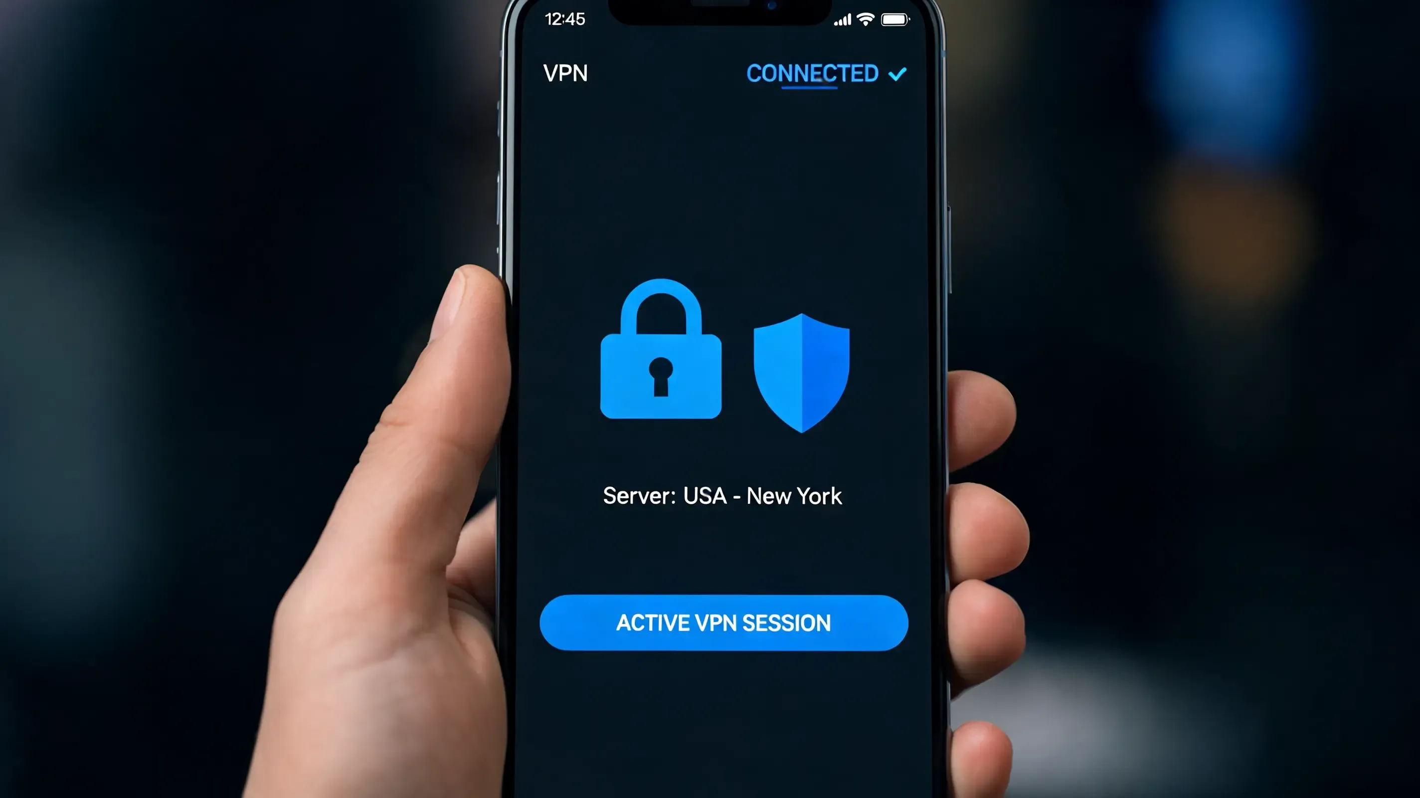 Application VPN active sur un smartphone avec une connexion sécurisée