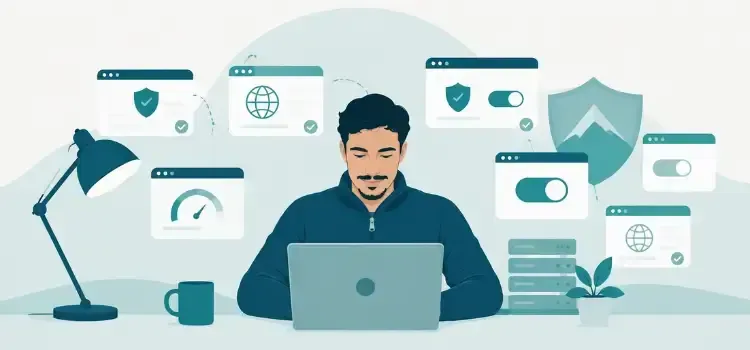 Test de plusieurs VPN sur ordinateur, interfaces de securite et de confidentialite